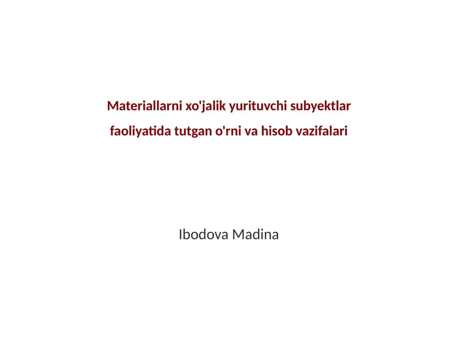 Materiallarni xo'jalik yurituvchi subyektlar faoliyatida tutgan o'rni va hisob vazifalari 1