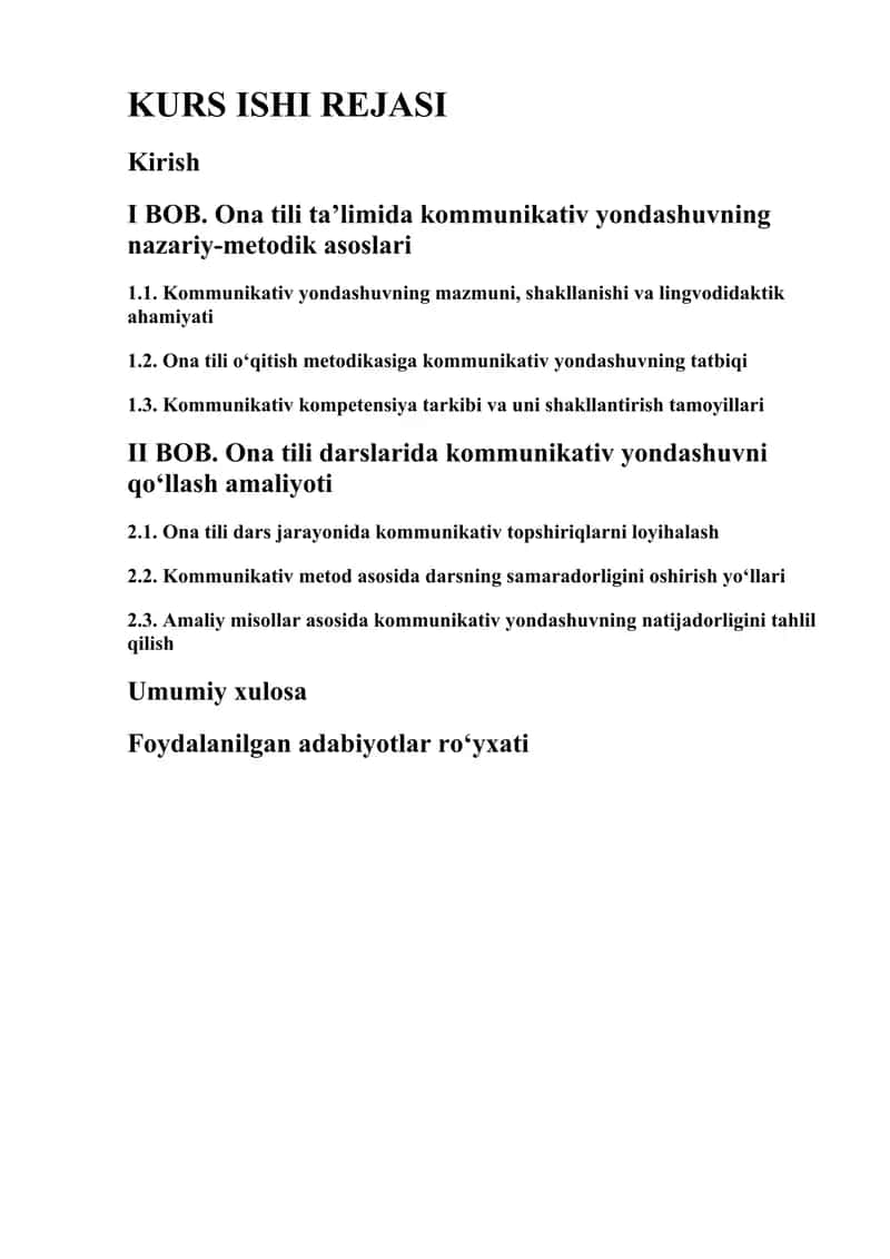 Ona tili taʼlimi Kurs ishi 1