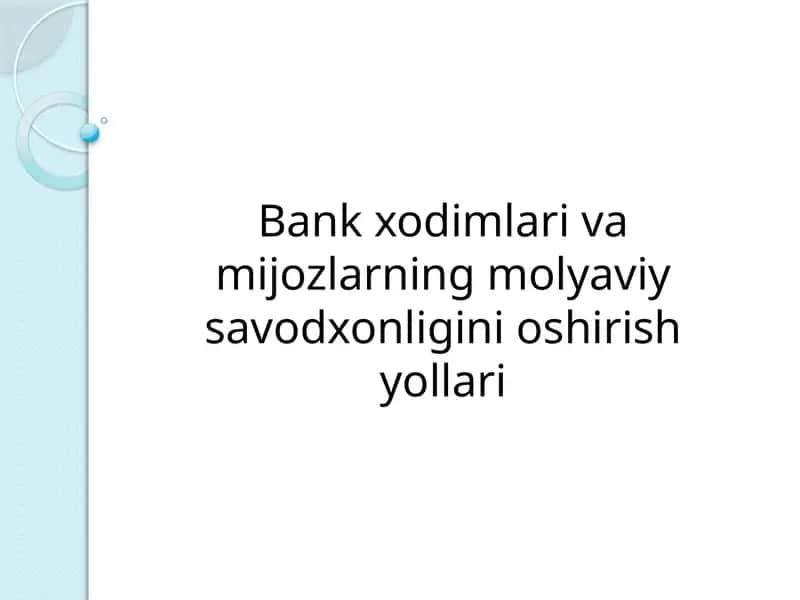 Moliyaviy savodxonlik boshqaruv sistemlari 1