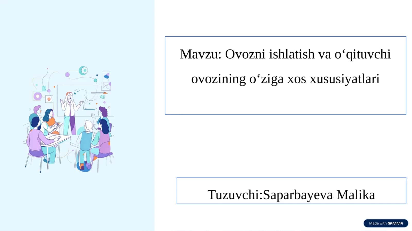 Ovozni ishlatish va o‘qituvchi ovozining o‘ziga xos xususiyatlari. 1