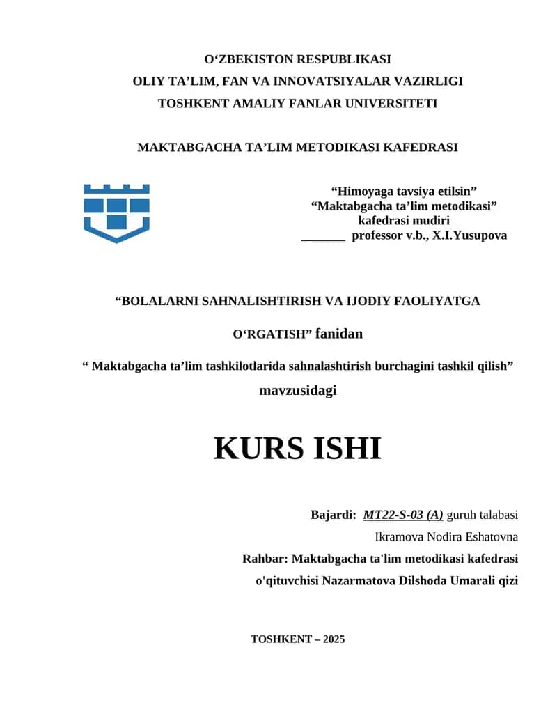 Maktabgacha ta’lim tashkilotlarida sahnalashtirish burchagini tashkil qilish 1