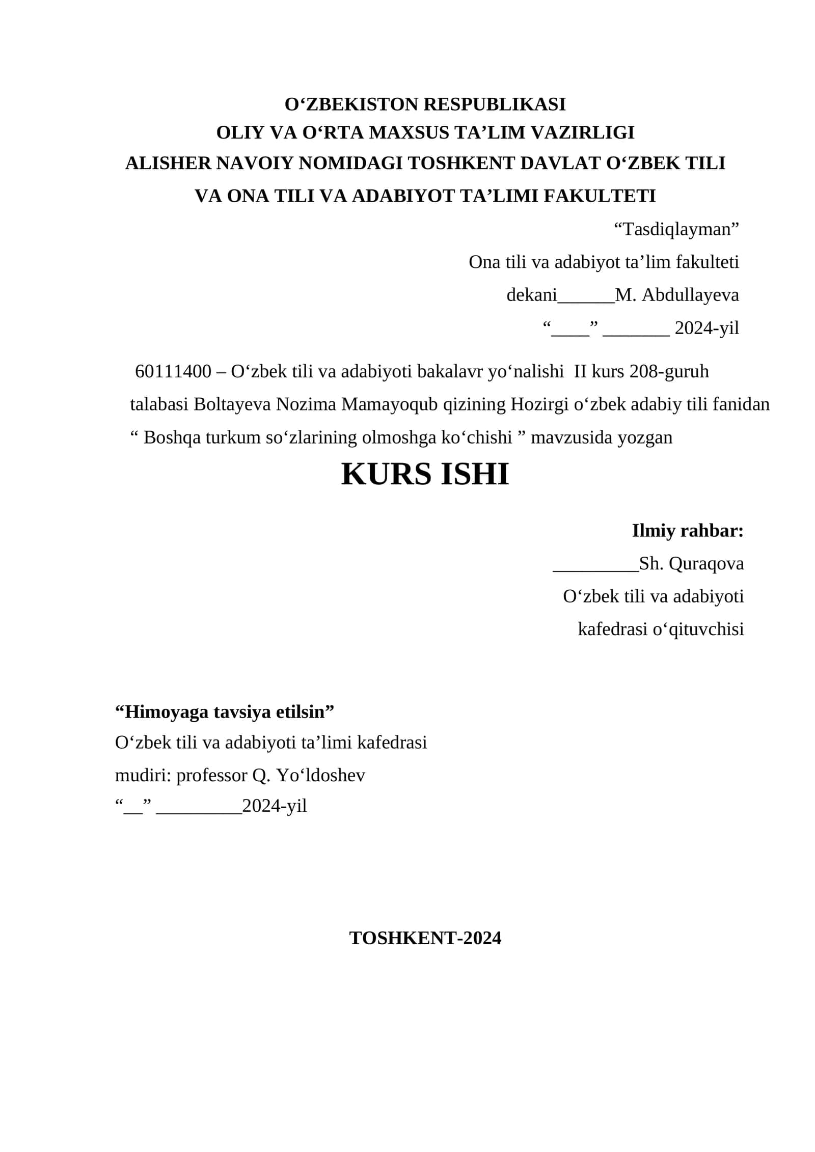 Boshqa turkum so‘zlarining olmoshga ko‘chishi 1