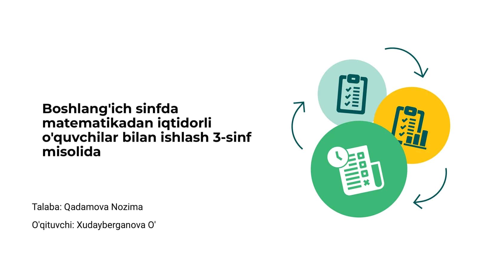 Boshlang'ich sinfda matematikadan iqtidorli o'quvchilar bilan ishlash 3-sinf misolida 1