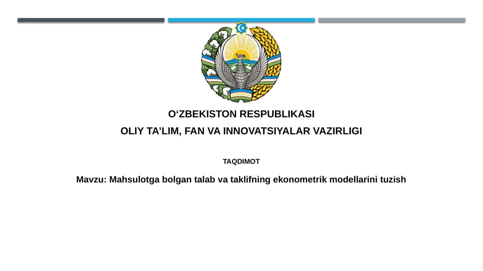 Mahsulotga talab va taklifning ekonometrik modellarini tuzish 1