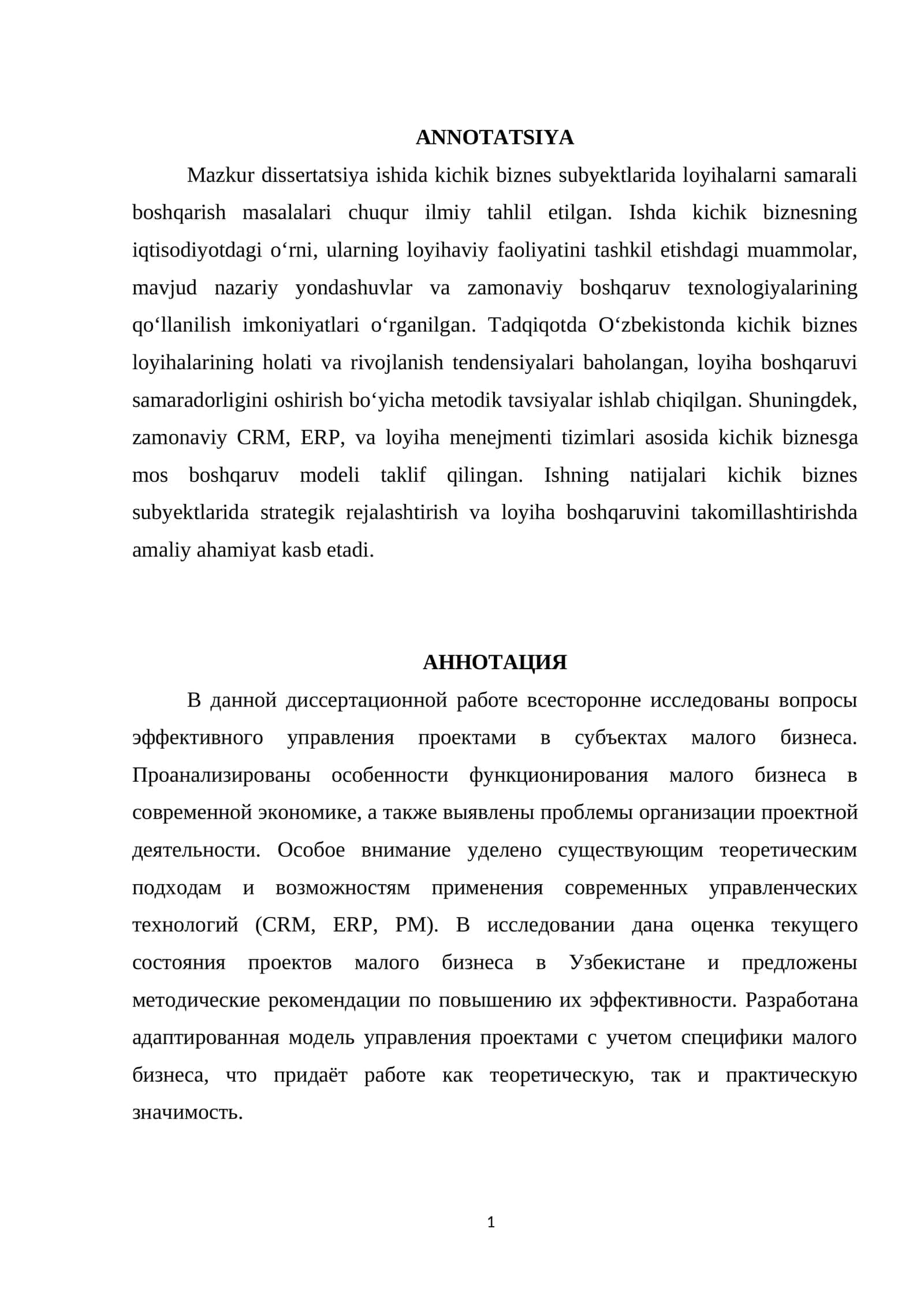 Kichik bisnesda loyihalarni samarali boshqarish asoslari 1