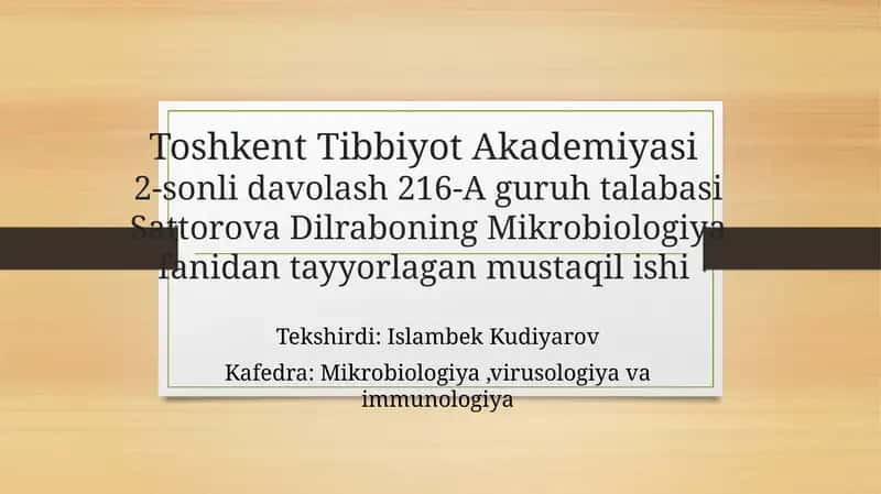 Mikrobiologiya, virusologiya, immunologiya, parazitologiya modulini rivojlanishiga hissa qo'shgan 1