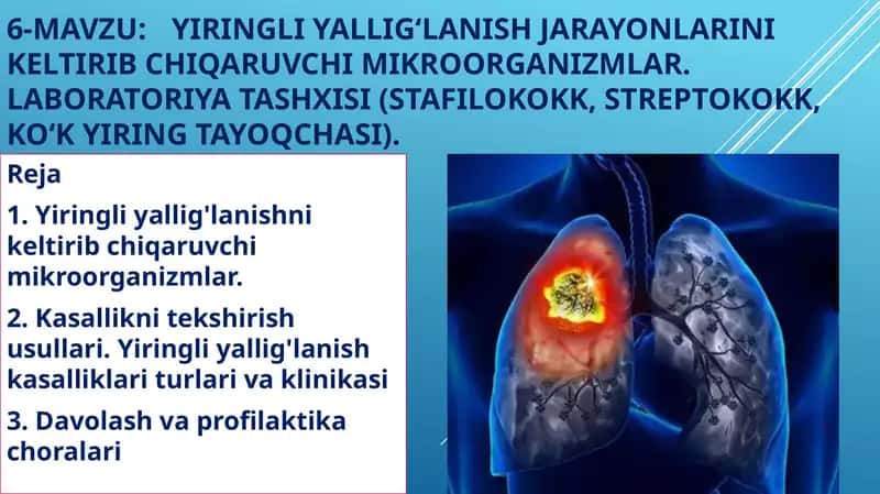 Yiringli yallig‘lanish jarayonlarini keltirib chiqaruvchi mikroorganizmlar 1