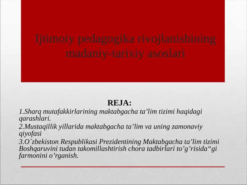Ijtimoiypedagogika rivojlanishining madaniy-tarixiyasoslari 1