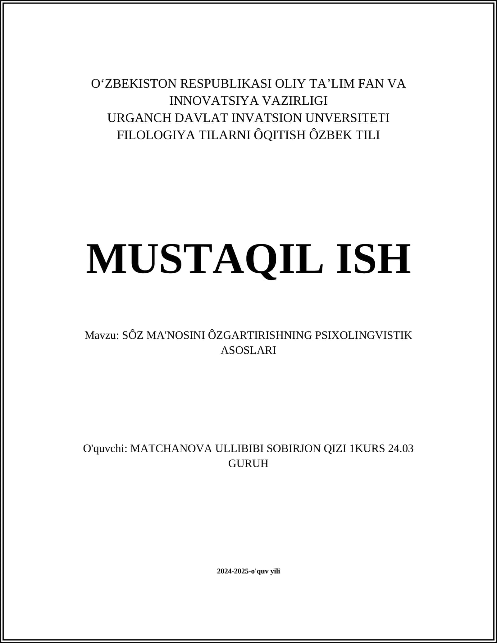SÔZ MA'NOSINI ÔZGARTIRISHNING PSIXOLINGVISTIK ASOSLARI 1