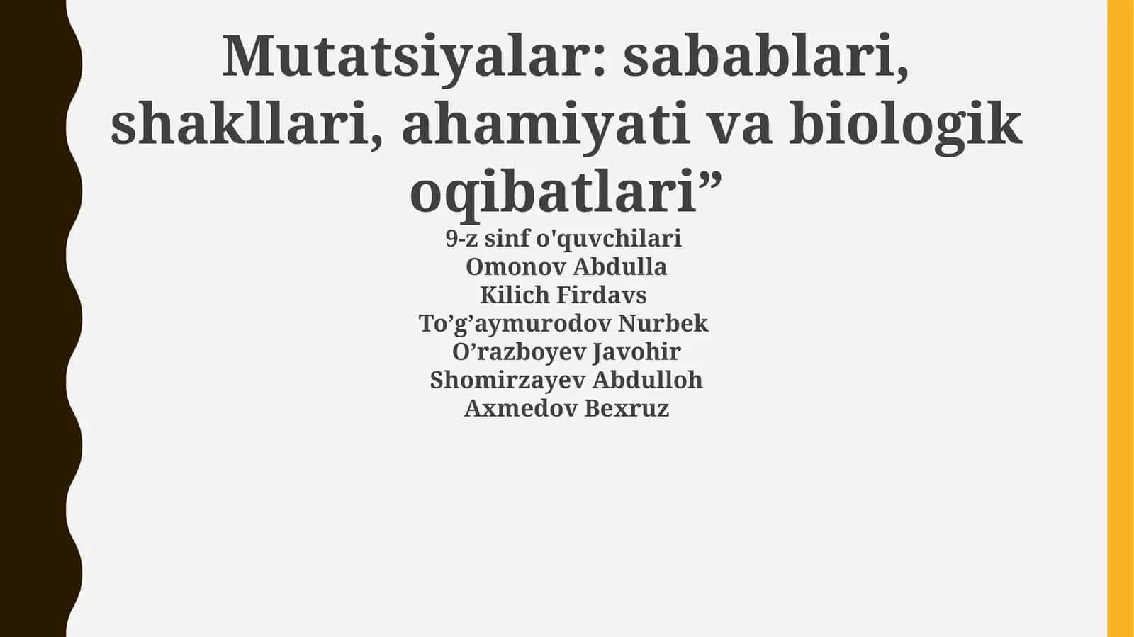 Mutatsiyalar: sabablari, shakllari, ahamiyati va biologik oqibatlari 1