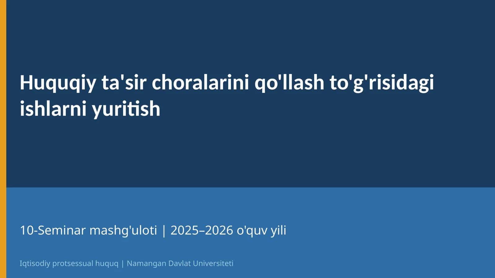 Iqtisodiy protsessual huquq | 10-Mavzu 1