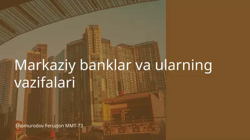 Markaziy banklar va ularning vazifalari 1