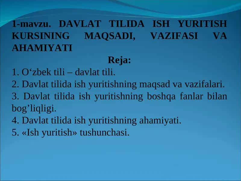 DAVLAT TILIDA ISH YURITISHKURSI 1