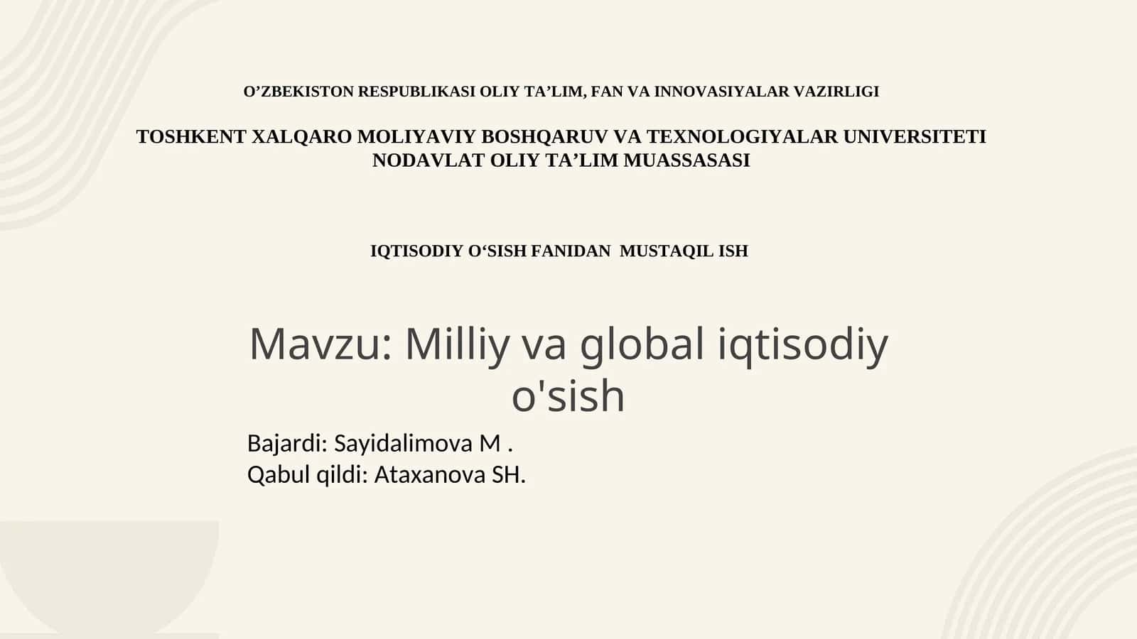 Milliy va global iqtisodiy o'sish 1