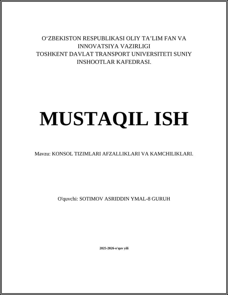 KONSOL TIZIMLARI AFZALLIKLARI VA KAMCHILIKLARI 1