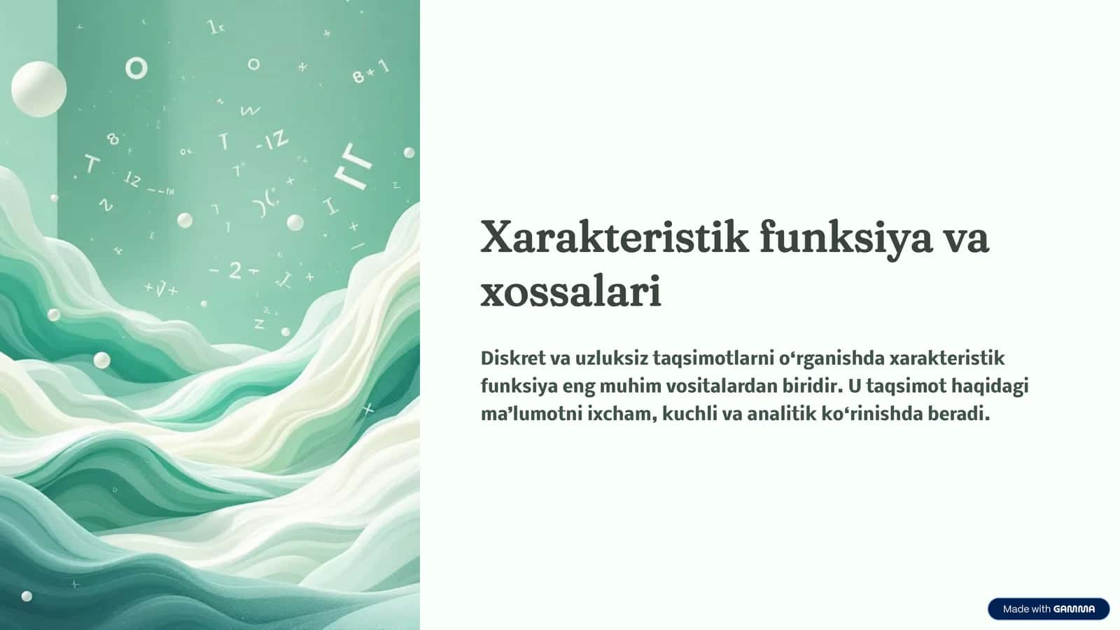 Xarakteristik funksiya va xossalari 1