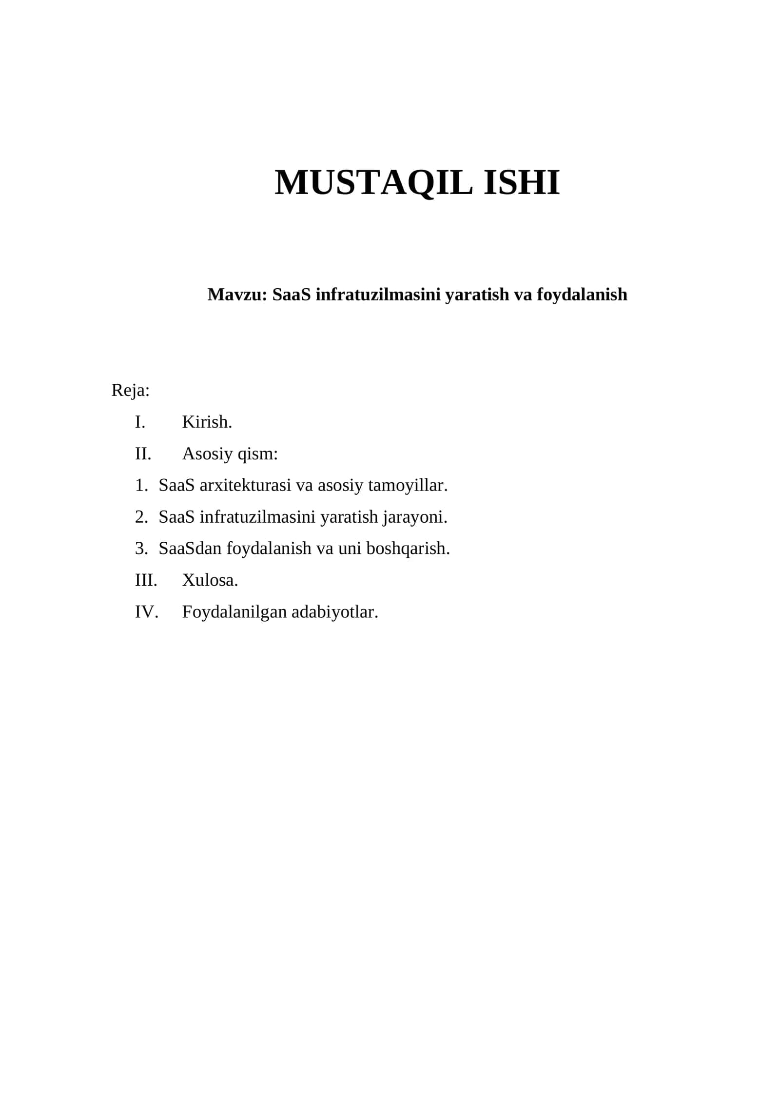 SaaS infratuzilmasini yaratish va foydalanish 1