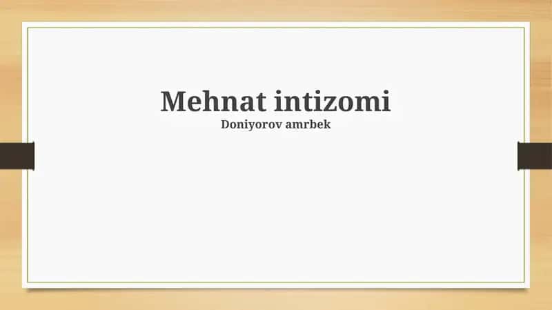Mehnat intizomi 1