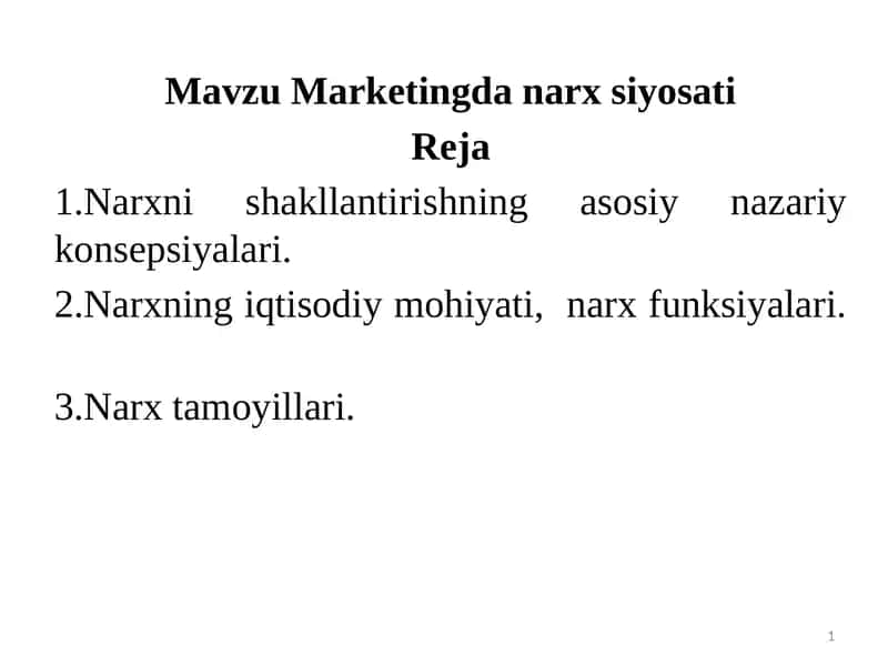 Marketingda narx siyosati 1
