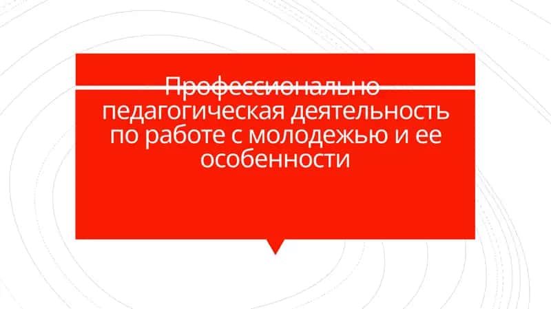 Профессионально-педагогическая деятельность по работе с молодежью 1
