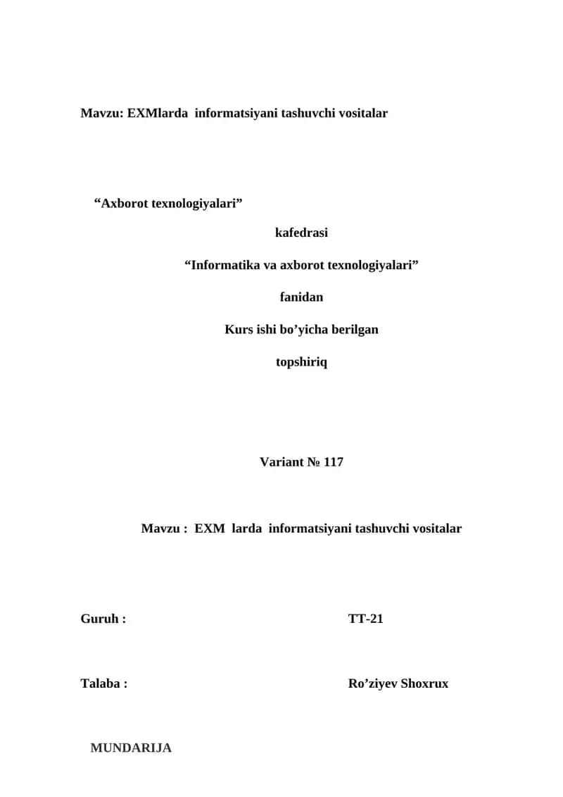 EXM larda informatsiyani tashuvchi vositalar 1