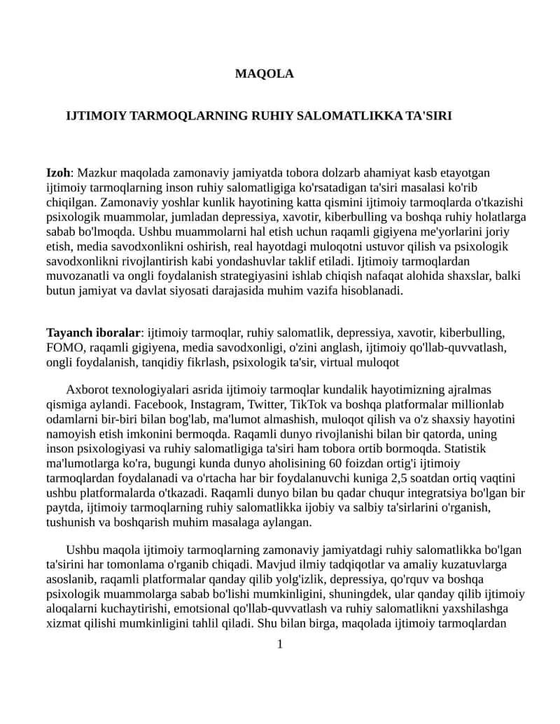 IJTIMOIY TARMOQLARNING RUHIY SALOMATLIKKA TA'SIRI 1