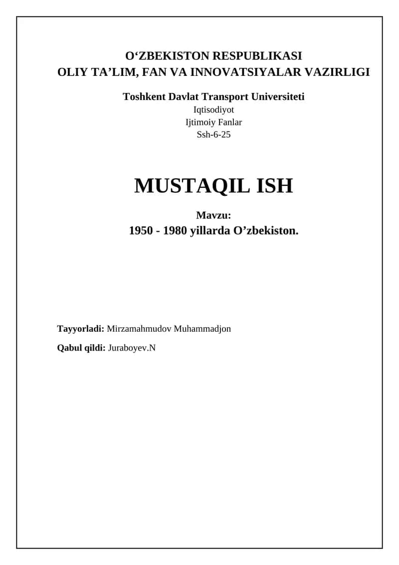 Siyosiy va Iqtisodiy O'zgarishlar (1950-1980) 1