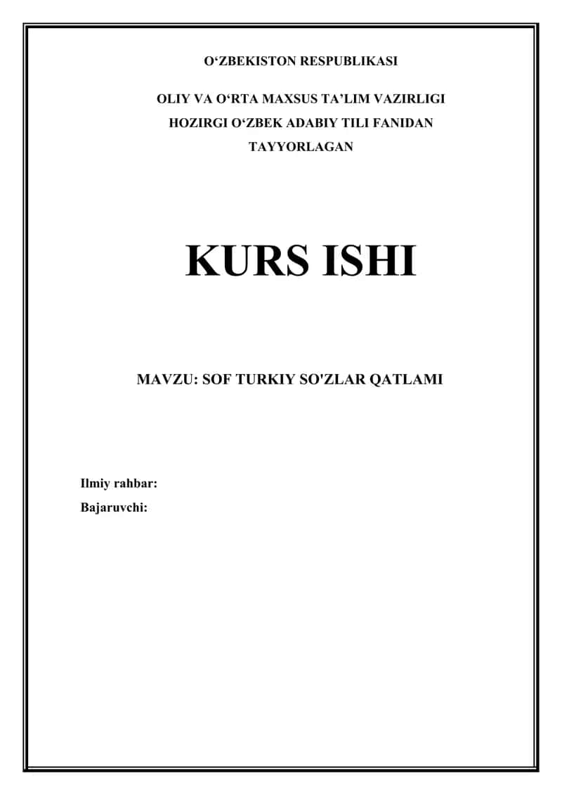 SOF TURKIY SO'ZLAR QATLAMI 1