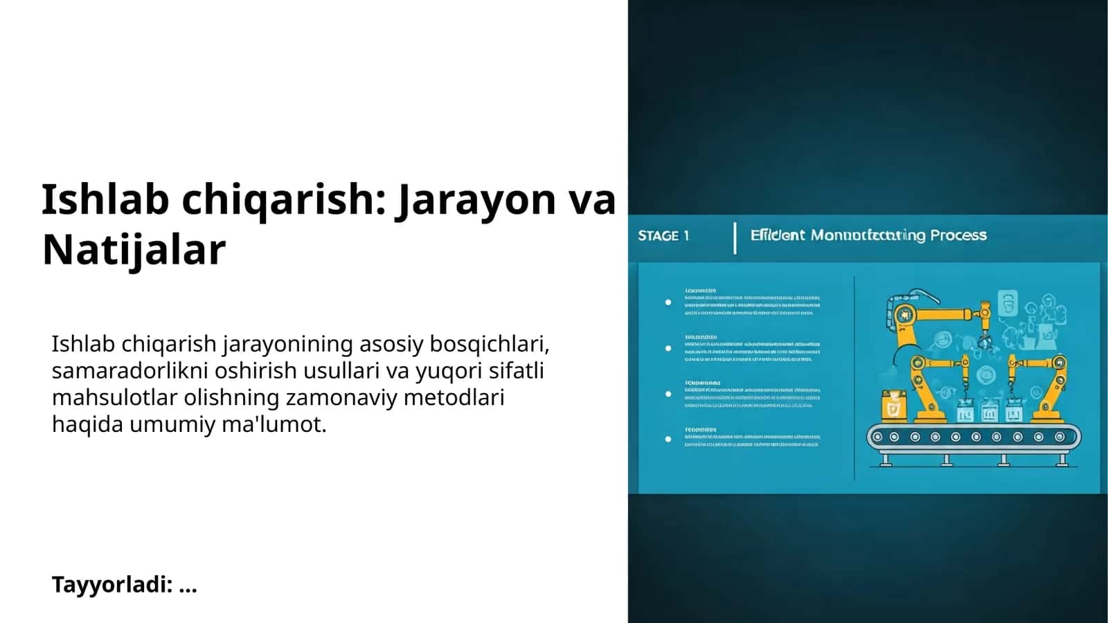 Ishlab chiqarish: Jarayon va Natijalar 1