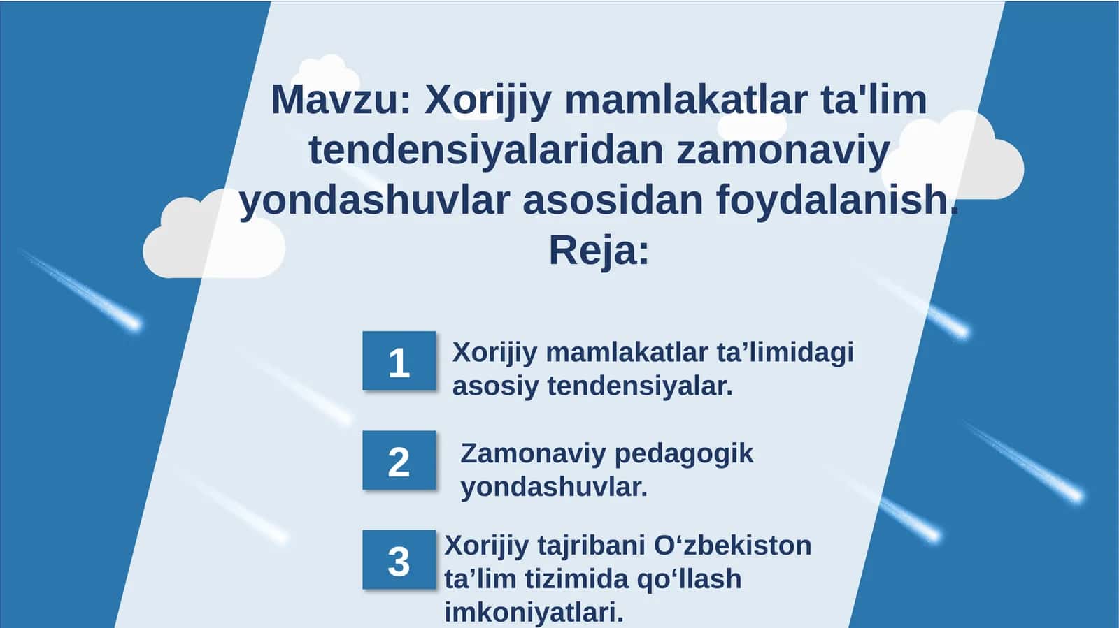 Xorijiy mamlakatlar ta'lim tendensiyalaridan zamonaviy yondashuvlar asosidan foydalanish 1