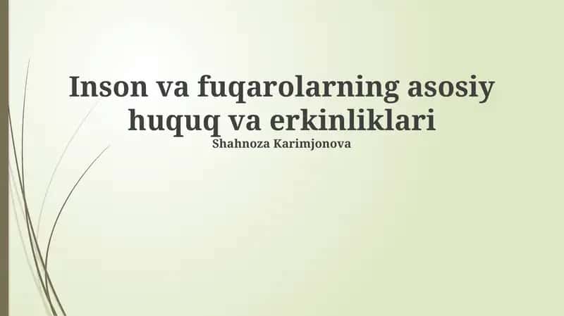 Huquq va Erkinliklarning Kafolatlari 1