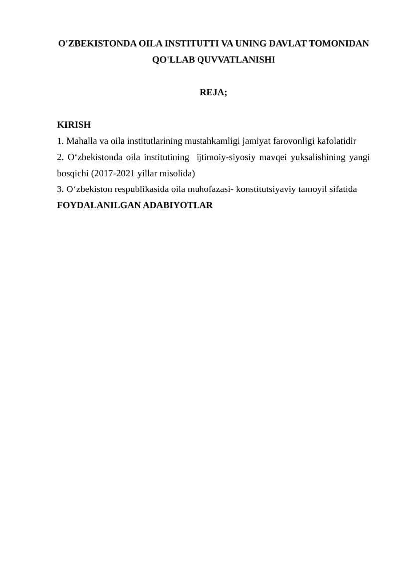 O‘zbekistonda Oila Institutini Mustahkamlash Konsepsiyasi 1