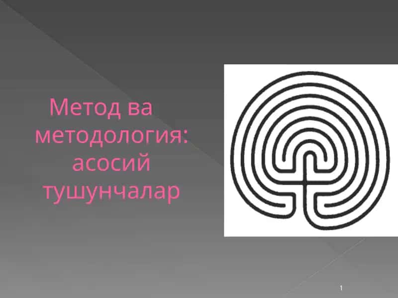 Метод ва методология: асосий тушунчалар 1