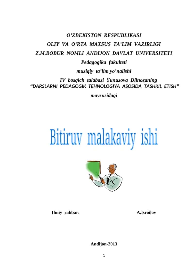 DARSLARNI PEDAGOGIK TEHNOLOGIYA ASOSIDA TASHKIL ETISH 1