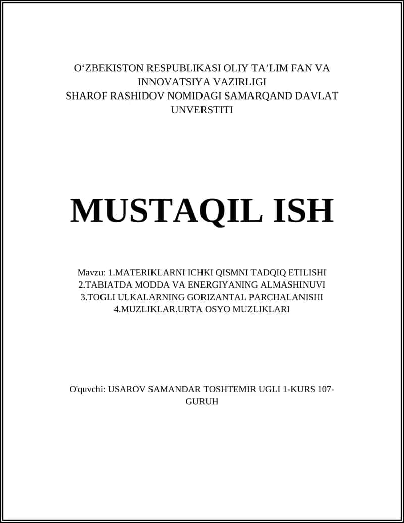 Materiklarni ichki qismini tadqiq etish 1