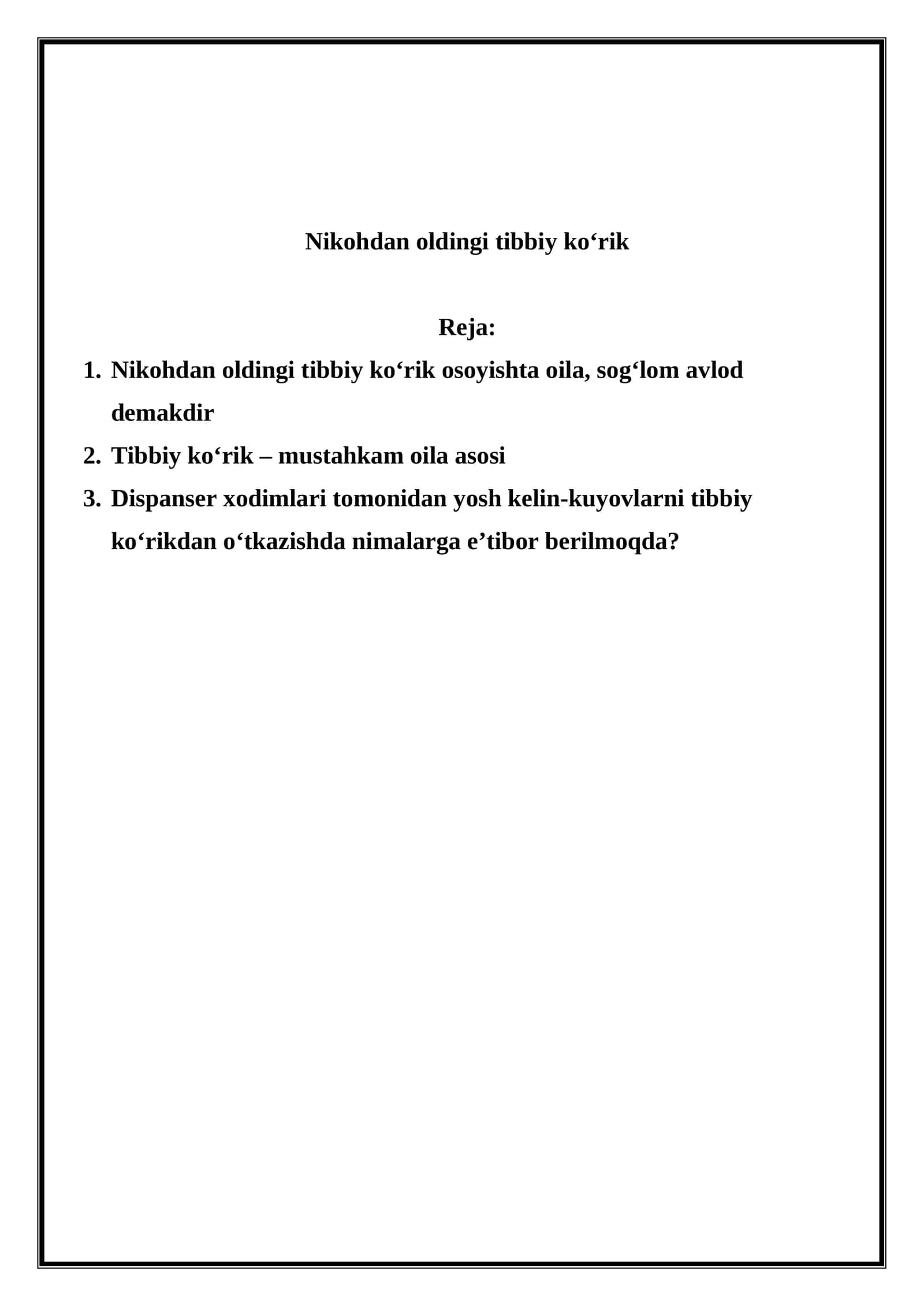 Nikohdan oldingi tibbiy ko‘rik 1