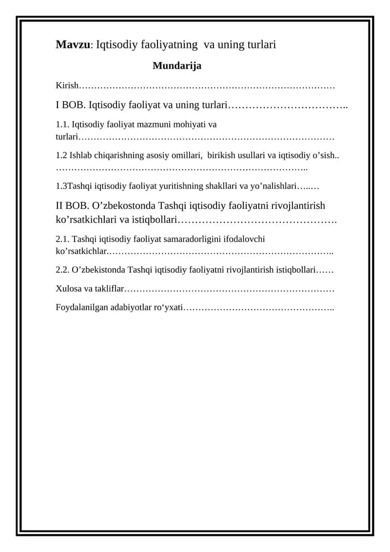Iqtisodiy faoliyat va uning turlari 1