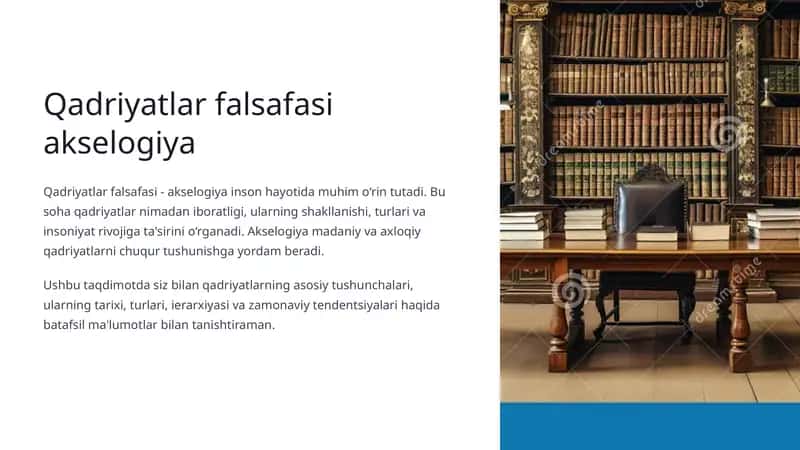 Qadriyatlar falsafasi akselogiya 1