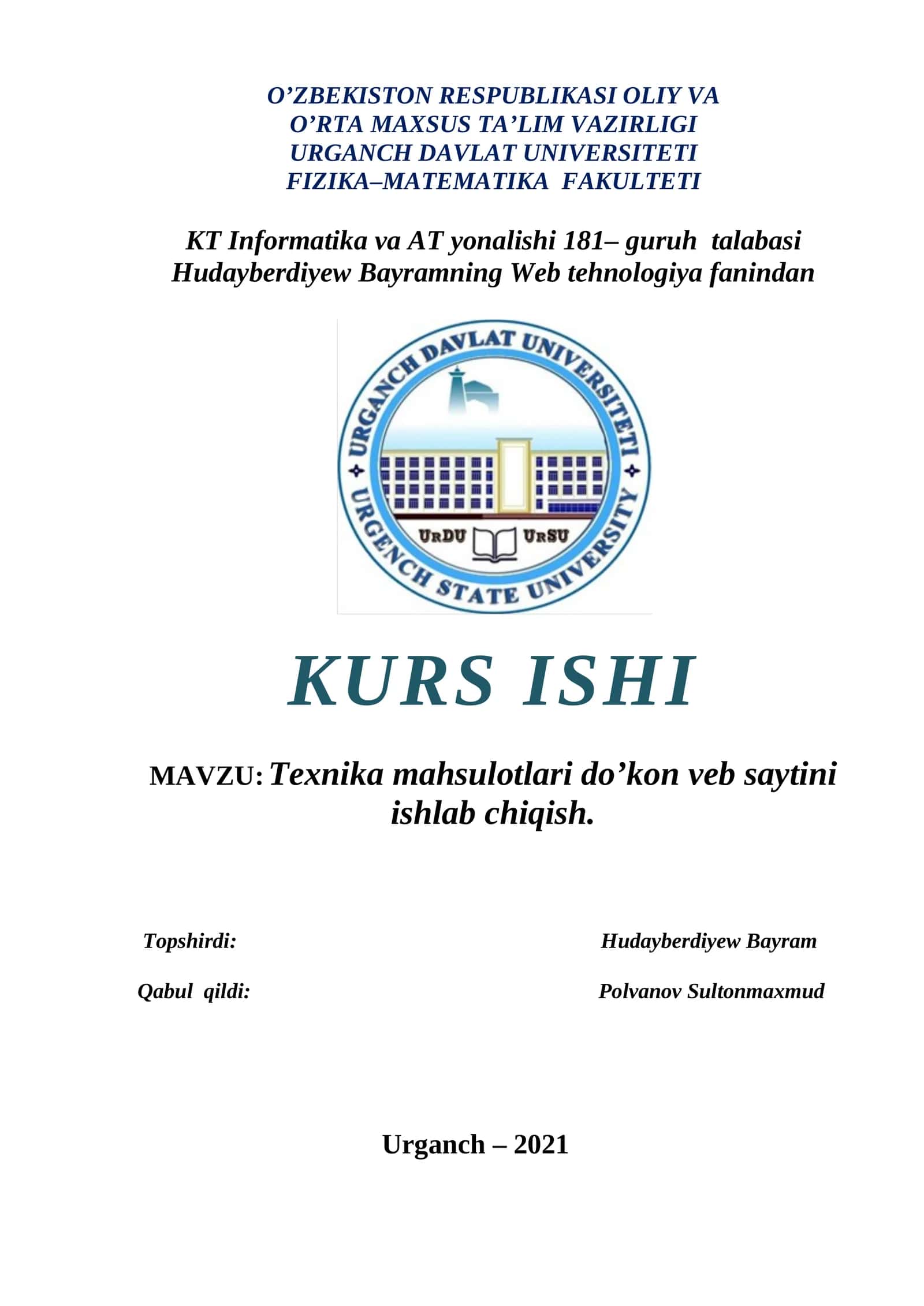 Texnika mahsulotlari do’kon veb saytini ishlab chiqish 1