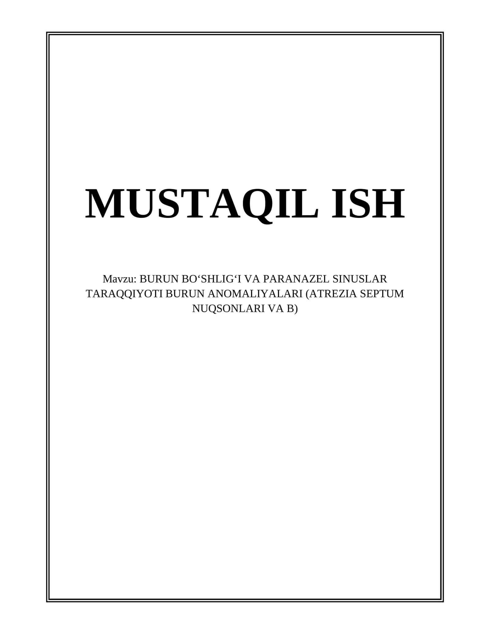 BURUN BOʻSHLIGʻI VA PARANAZEL SINUSLAR 1