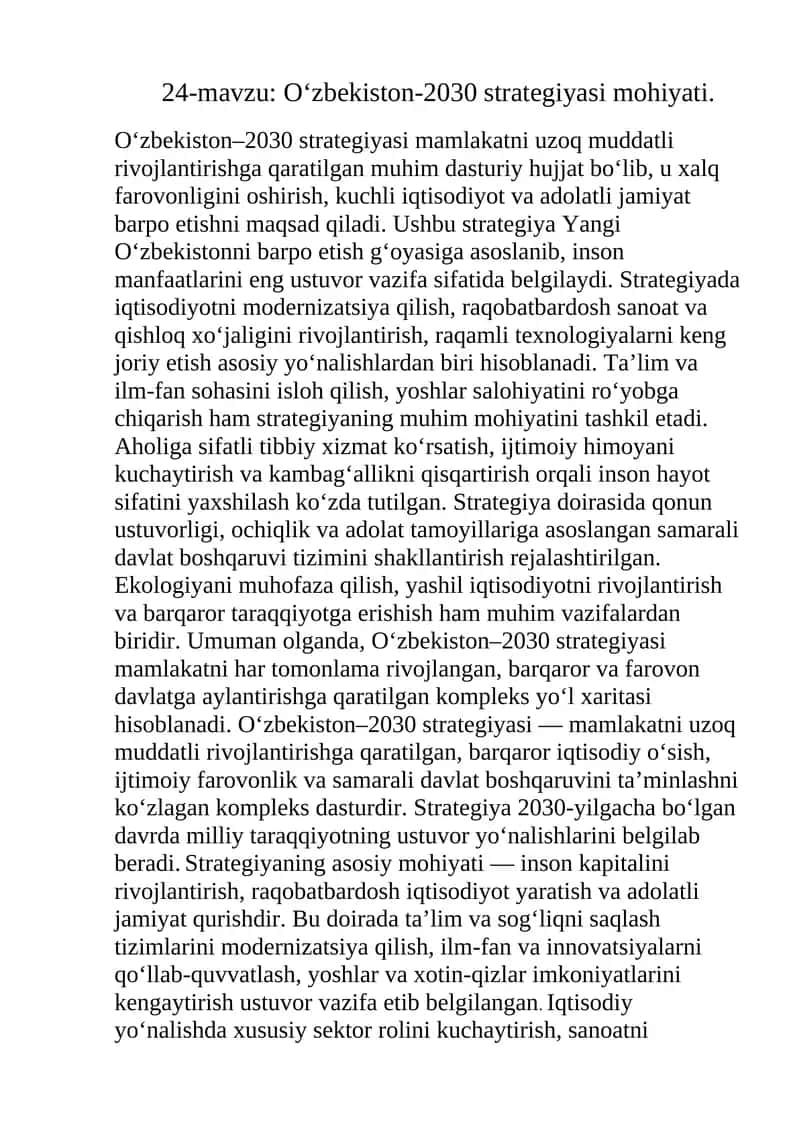 O‘zbekiston-2030 strategiyasi mohiyati. 1