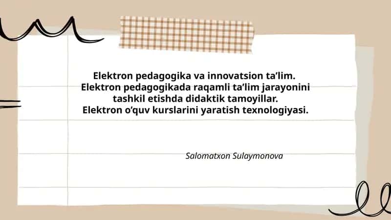 Elektron pedagogika va innovatsion ta’lim 1