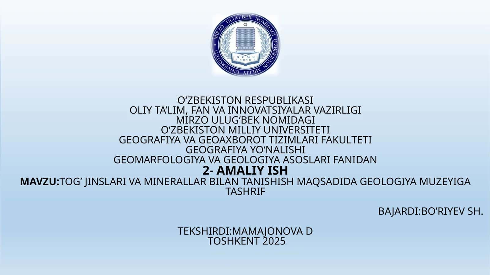 Magmatik va metamorfik jinslar va geologiya muzeyi 1