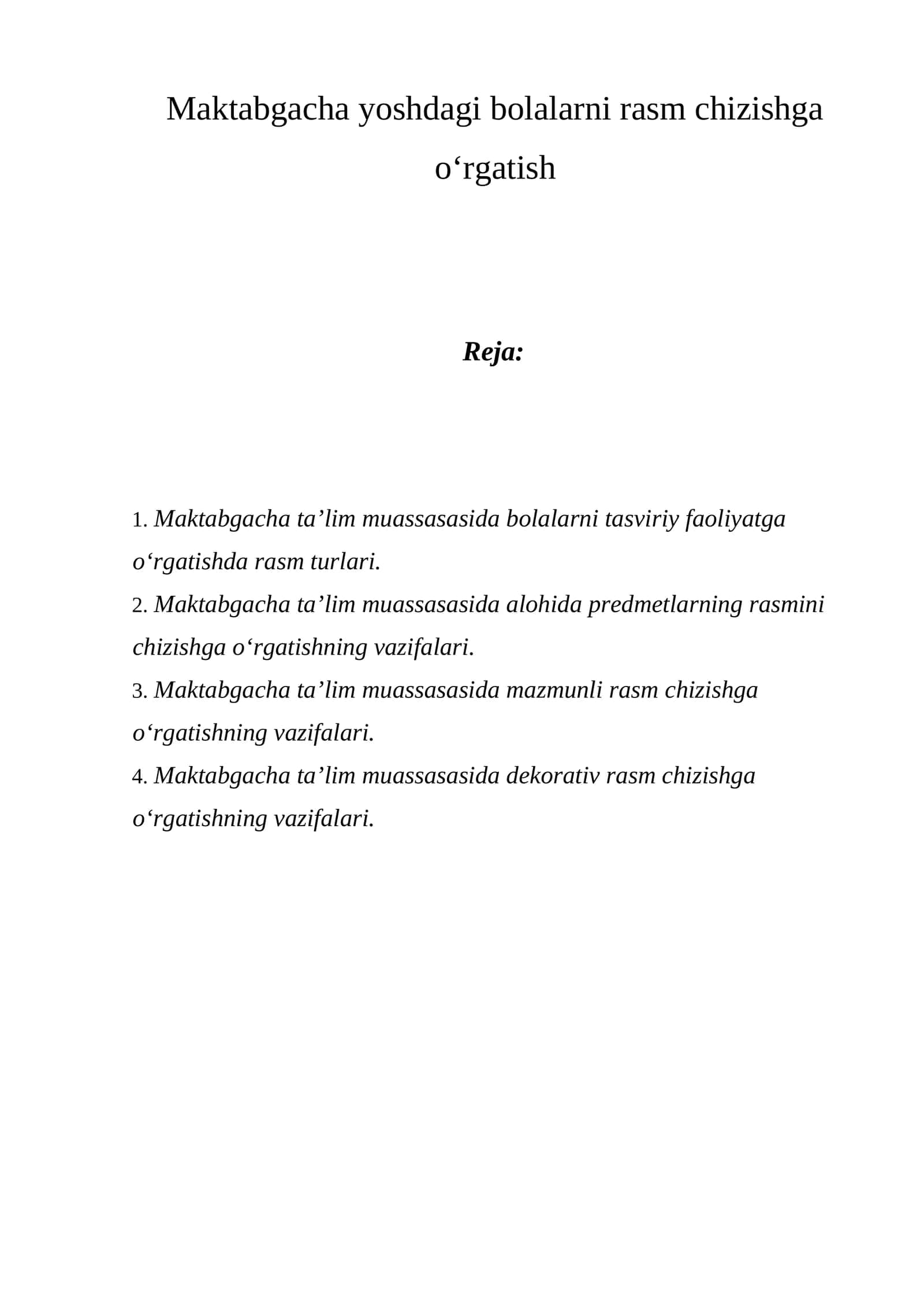 Maktabgacha yoshdagi bolalarni rasm chizishga o‘rgatish 1