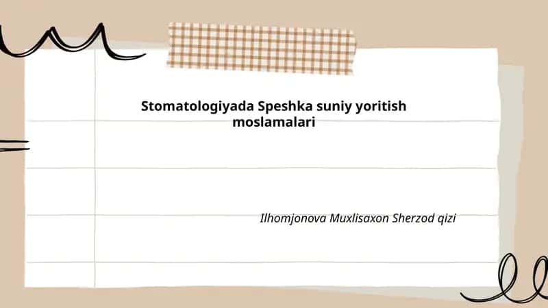 Stomatologiyada Speshka suniy yoritish moslamalari 1