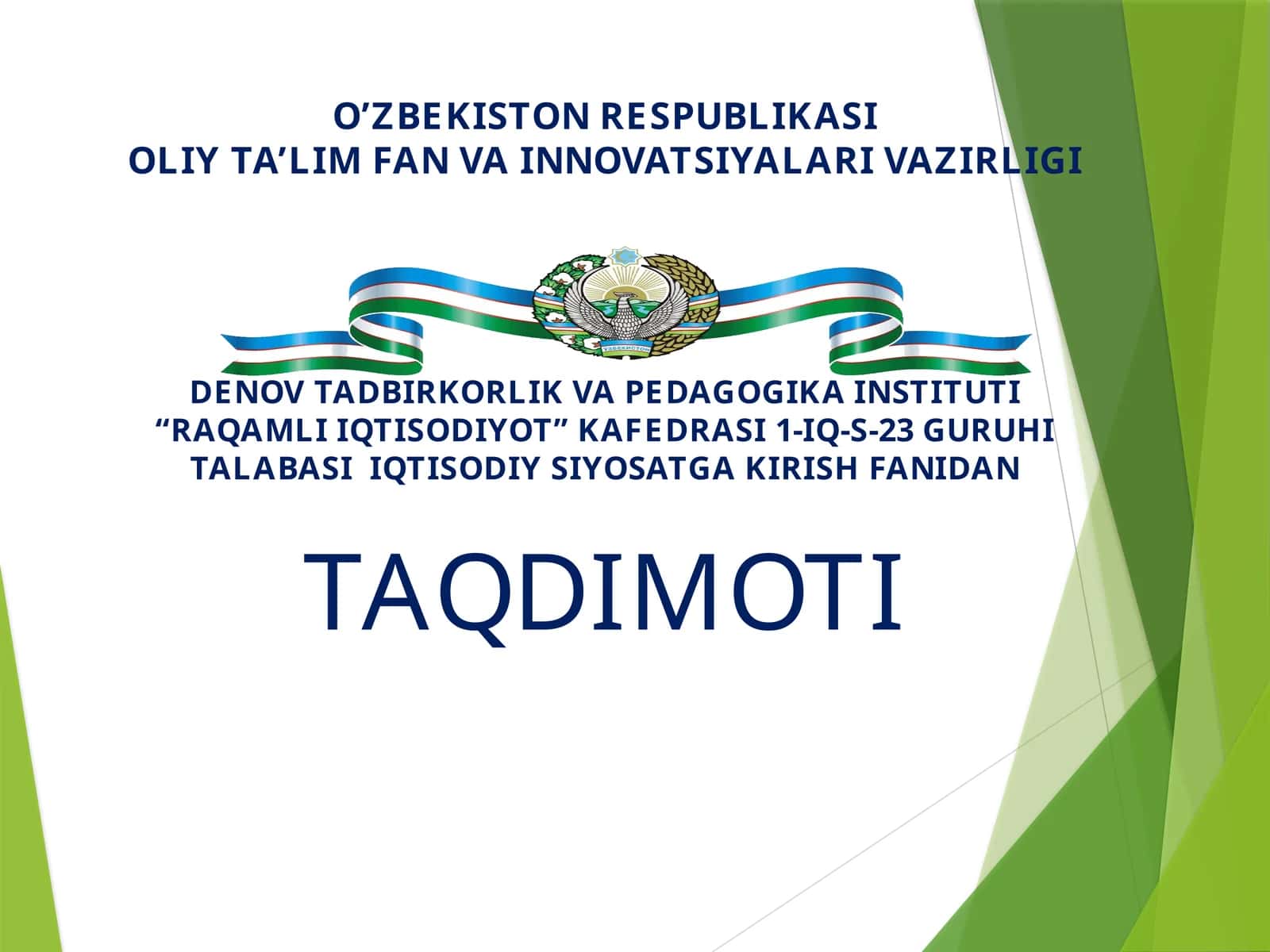 JAMIYATNING IJTIMOIY SOHASI VA DAVLATNING IJTIMOIY SIYOSATI taqdimot 1