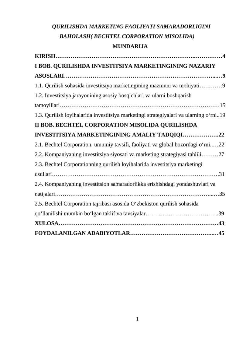 Qurilishda Marketing Faoliyati Samaradorligini Baholash 1