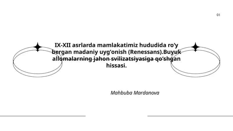 IX-XII asrlarda mamlakatimiz hududida roʻy bergan madaniy uygʻonish (Renessans) 1