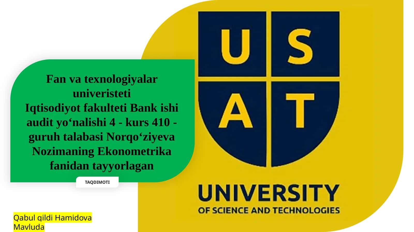 O’RTACHA MIQDORLARNING TURLARI VA UNI HISOBLASH TARTIBI 1