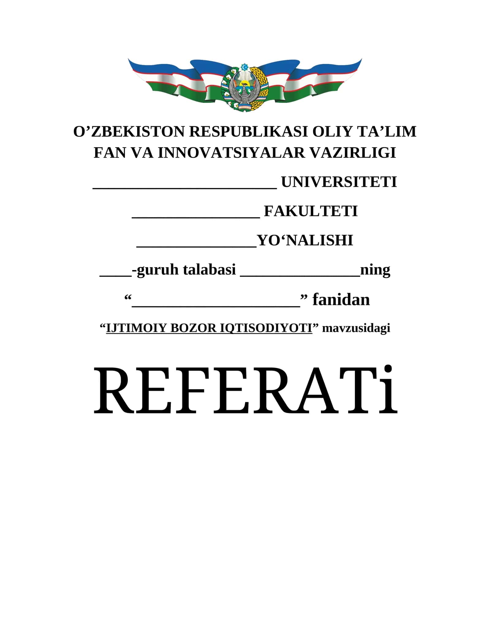 Ijtimoiy bozor iqtisodiyoti REFERATi 1